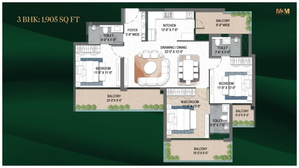 M3M Forestia West at GIC floor plan